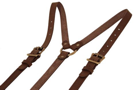 dark brown leather suspenders